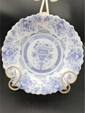 6 Arcopal France Honorine Bowls 7" Soup Cereal Blue Floral French Country Vtg